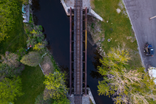 Railroad Top down drone photo of a railroad track Z.A. Studios